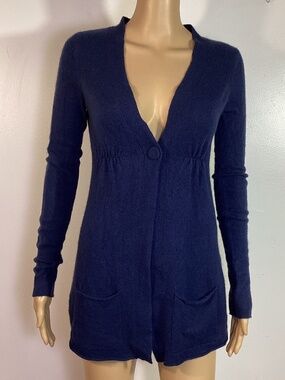 Vince 100% Cashmere Navy Snap Front Cardigan XS